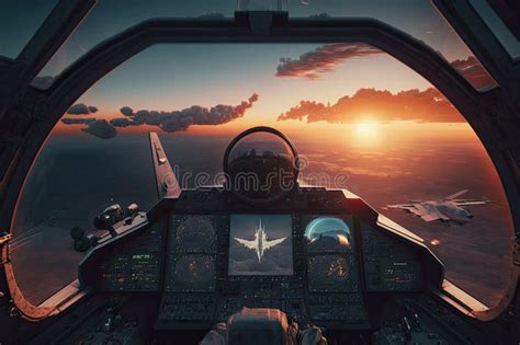 Jet Fighter Cockpit at Sunset. Military Aviation. Created with ...