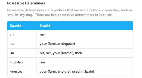 Mi, tu, su, nuestro, and vuestro: Some notes on possessive determiners ...