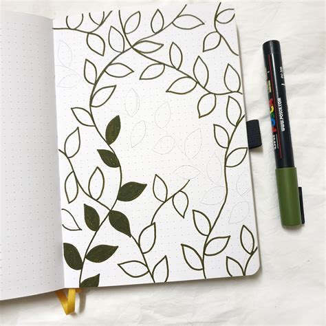 Bullet Journal Theme: Green and Gold with Lattice Vine Pattern