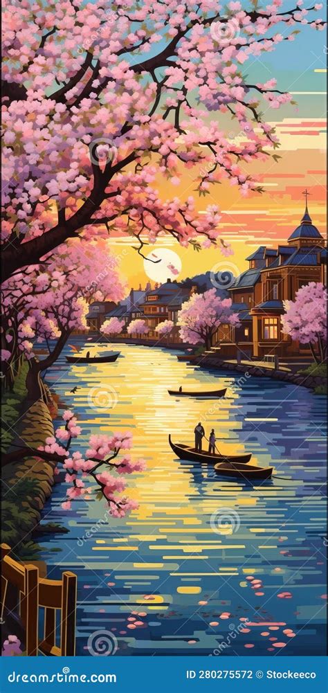 Cherry Blossom Painting by Numbers in Japan Stock Illustration - Illustration of japan ...