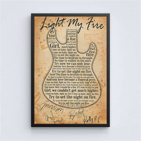 The Doors Light My Fire Lyrics Poster Lyrics Poster Light My | Etsy