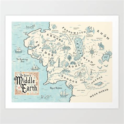 Tolkien map Art Print by Ryan O'Rourke | Society6