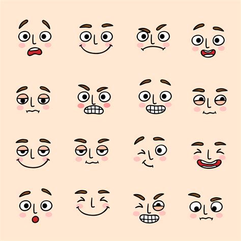 Facial mood expression icons set 429819 Vector Art at Vecteezy