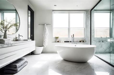 Premium AI Image | Modern Bathroom with Freestanding Soaking Tub