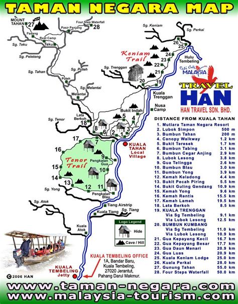 HAN Travel - Map Of Taman Negara | Malaysia travel, Taman negara ...