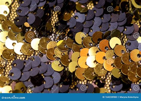 Background of Black and Gold Sequins Closeup Stock Photo - Image of luxury, glamour: 164228988