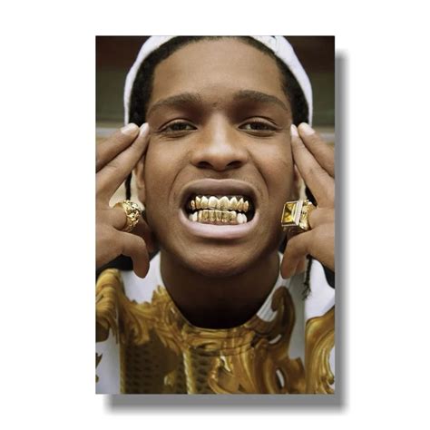 ASAP ROCKY Golden Teeth Modern Stylish Custom Fashion Tatoo On Wall ...