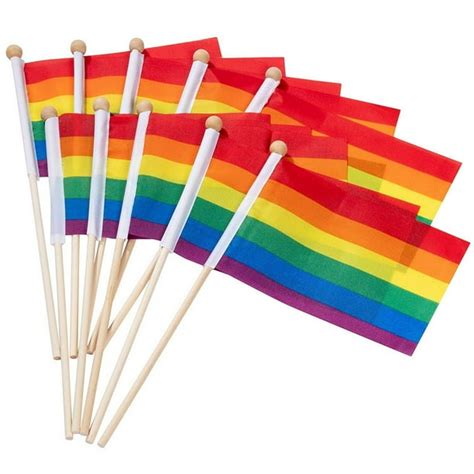 100 Pack Small Rainbow Mini Handheld Flags for Gay Pride Day, LGBTQ Parade Decoration Supplies ...