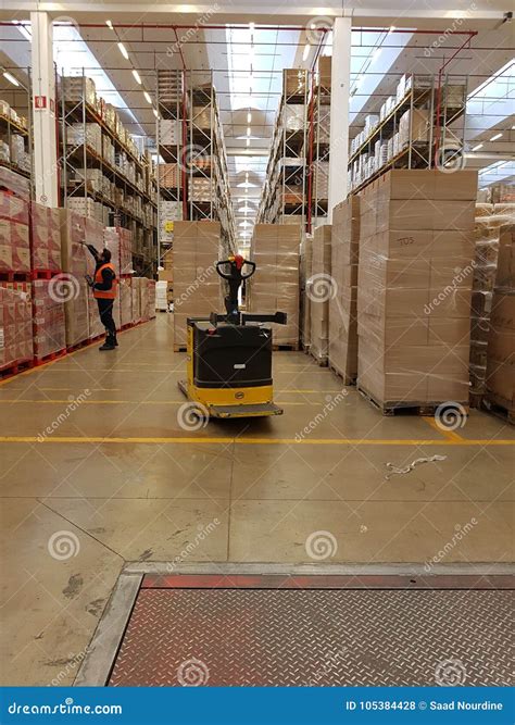 Interior of a Modern Warehouse Editorial Stock Photo - Image of factory, aisle: 105384428