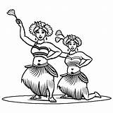 Hawaiian Hula Dancers Coloring Page · Creative Fabrica sketch template