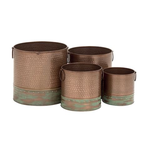 Shop Round Metal Planter (Set of 4) - Free Shipping Today - Overstock.com - 10116230