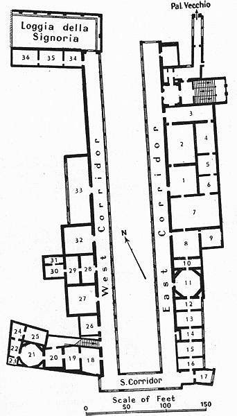 Galleria Degli Uffizi. Floor plan. Florence. Firenze 1953 old vintage map | eBay