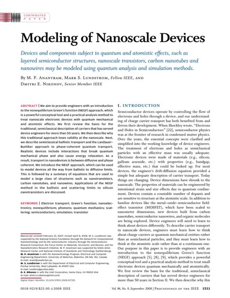 Modeling of Nanoscale Devices