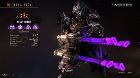 Warframe - Kuva Lich with Rare Mask and Vengeful Trickster Ephemera (Kuva Grattler + 36% ...