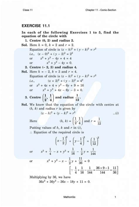 NCERT Solutions for Class 11 Maths Chapter 11 - Conic Sections PDF Download