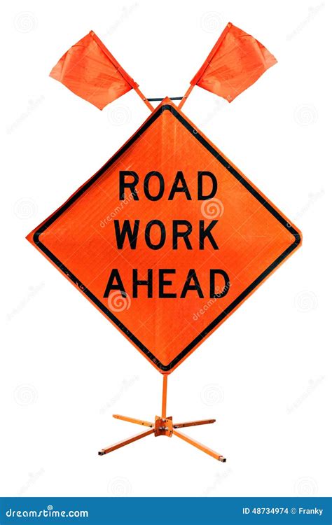 Road Work Ahead - American Road Sign Isolated On White Backgroun Stock ...