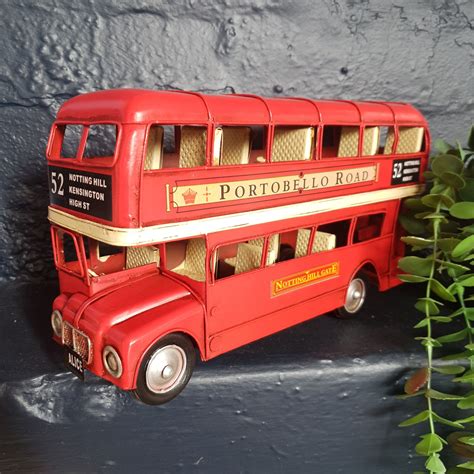 Tin plate toy 1966 route bus model retro bus toy vintage red london bus ...