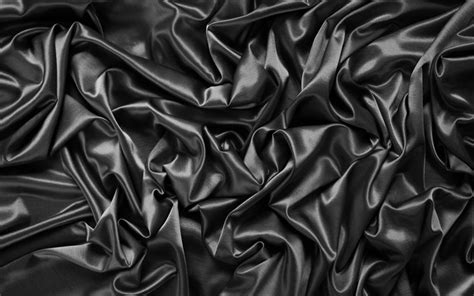 Download wallpapers black satin background, 4k, silk textures, satin wavy background, black ...