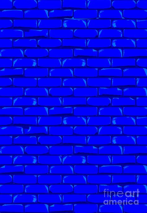 The Bright Blue Brick Wall Background Digital Art by Bigalbaloo Stock - Pixels