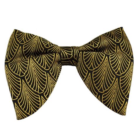 Black & Gold Art Deco Patterned Big Butterfly Men's Bow Tie from Ties Planet UK