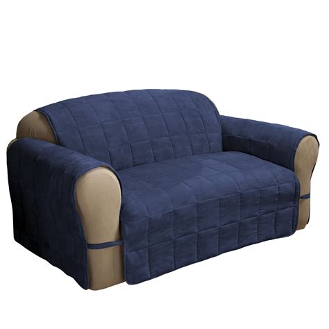 Innovative Textile Solutions 1-Piece Ultimate Faux Suede Sofa Furniture Cover Slipcover, Navy ...