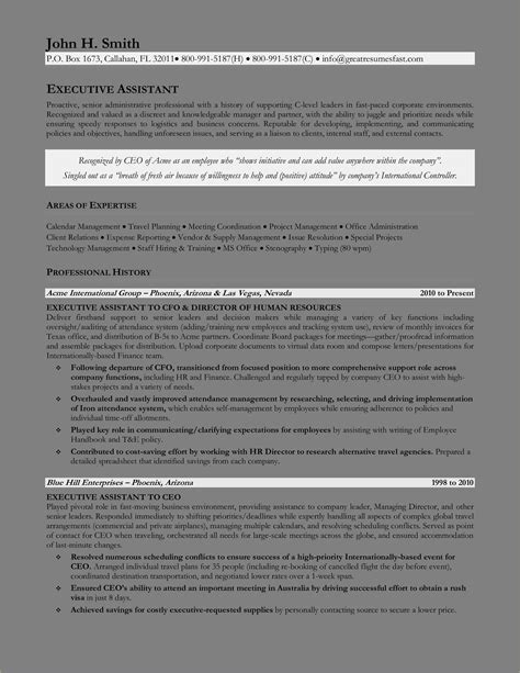 Executive Assistant Resume Summary Sample - Resume Example Gallery