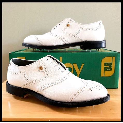 NEW FootJoy Classics White Leather brogue wingtip golf shoes Men's 8.5D ...