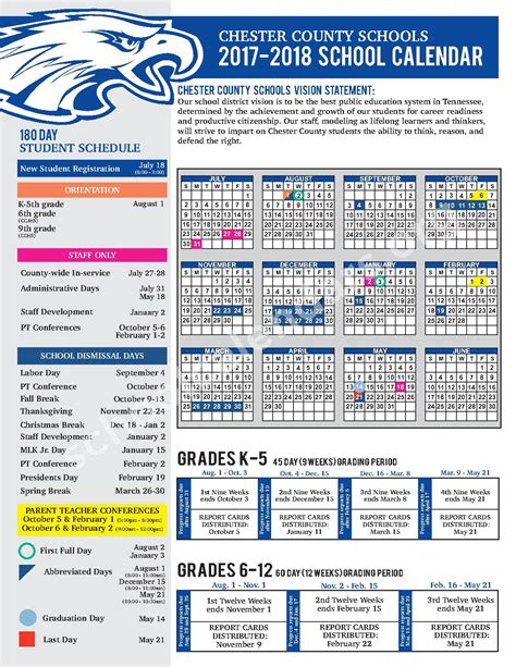 2017 - 2018 District Calendar | Chester County Schools – Henderson, TN