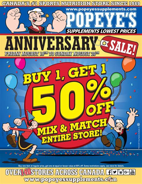 Popeye’s Supplements Canada Anniversary Sale: Buy 1, Get 1 50% off Entire Store | Canadian ...