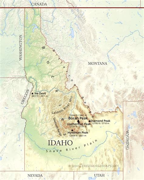 Physical Map Of Idaho - Draw A Topographic Map