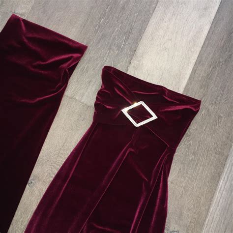 Deep red velour dress set. Super cute and slinky... - Depop