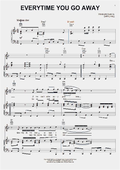 Everytime You Go Away Piano Sheet Music | OnlinePianist