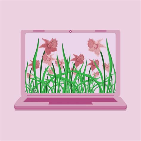 purple gradient laptop design with flower wallpaper 12855965 Vector Art ...