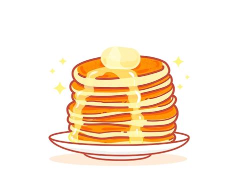 Free Vector | Pancake honey sweet food dessert breakfast hand drawn cartoon art illustration