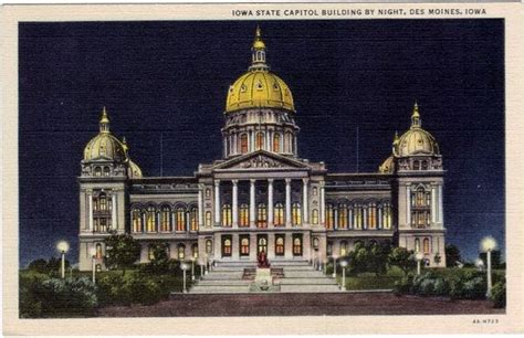 Vintage Iowa Postcard Iowa State Capitol Building by Night | Etsy ...