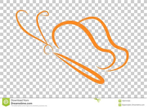 Simple Sketch of Orange Butterfly, at Transparent Effect Background Stock Vector - Illustration ...