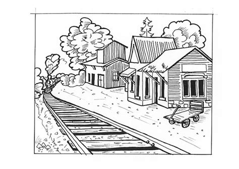 Coloring page train station | Coloring pages, Free adult coloring pages ...