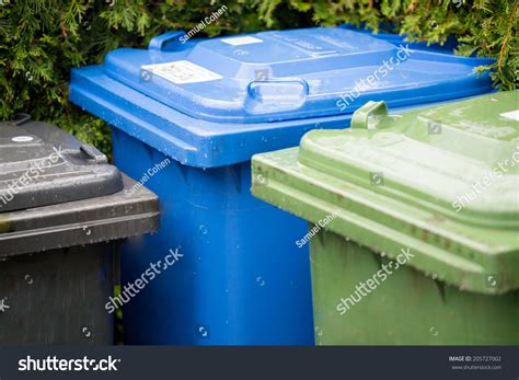 Garbage Cans Different Colors Symbolizing Recycling Stock Photo 205727002 | Shutterstock