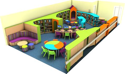 Bright and Colourful Primary School Library Design | School library ...