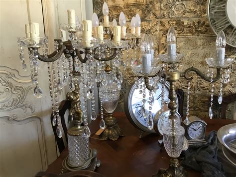 Antique Crystal Chandelier Table Lamps - Objects Of Interest