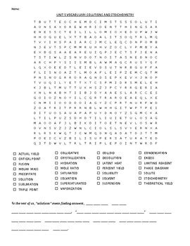 Hidden Message Words Search: Solutions, Stoichiometry, Phase Diagrams