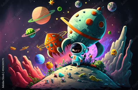 Cartoon kid space explorer. sketch art for artist creativity and ...