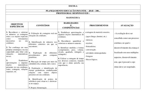 Exemplo De Plano De Aula Diario – Novo Exemplo