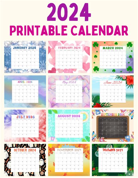 2024 Cute Printable Calendar - Gracie Melessa