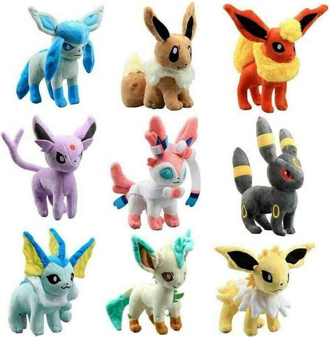 Buy E 9 PCS Eevee Evolutions Plush Set of 9 - Limited Edition Plushie Set - Collectible Stuffed ...