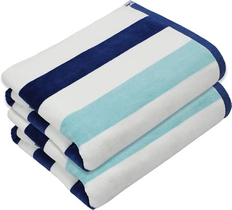 Amazon.com: COTTON CRAFT- Set of 2 Cabana Stripe Luxury Plush Velour ...