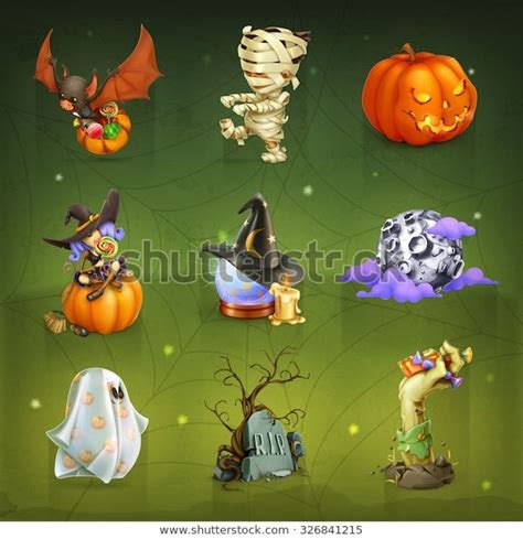 Happy Halloween Set Vector Icons: immagine vettoriale stock (royalty ...