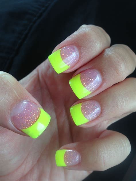 Bright neon yellow tips! | Nails, Nail designs, Nail colors