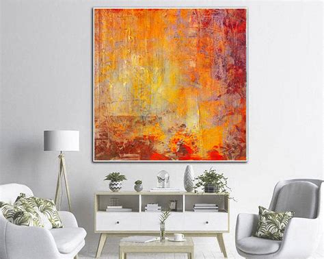 Orange Painting Canvas Fine Art Large Red Modern Painting Oil - Etsy