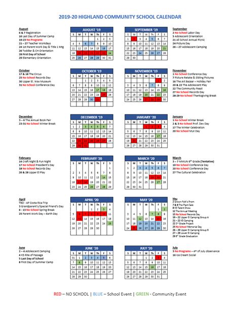 Calendar | Highland Community School